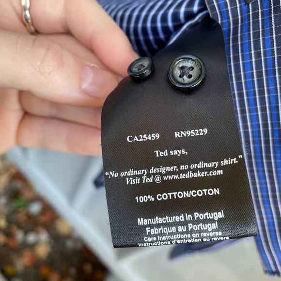 Ted Baker London Blue  check collard shirt Ted size 6 - Picture 7 of 9